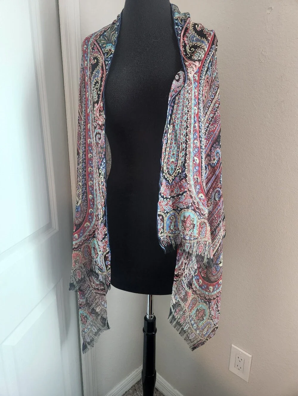 Etro Multicolor Paisley Open-Front Shawl